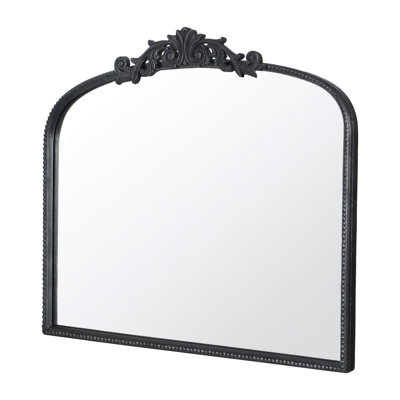 40" X 31" Arch Mirror With Beautiful Baroque Ornaments. For Living Room, Bathrrom, . Black. 50% Glass, 30% Iron, 20% . 20.5Lbs Classic Adornments. Ideal For Home, Bathroom.