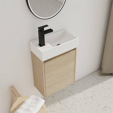 40cm wall mounted bathroom cabinet with ceramic basin