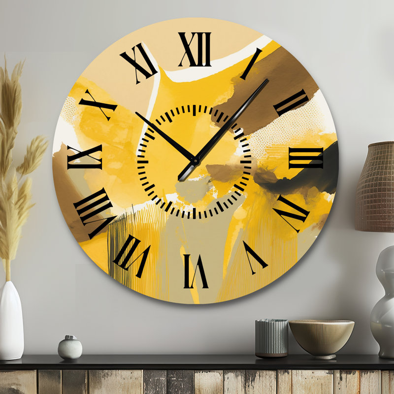 Horloge murale moutarde jaune rétro I, Grand