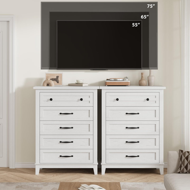5 Dresser for Bedroom, 41.3 in Tall Vertical Drawer Dresser with Large Storage, Freestanding Wooden Closet Chest for Bedroom, Living Room