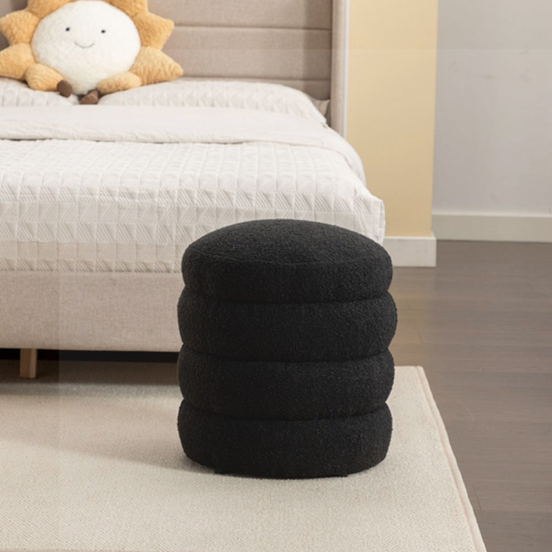 Jasire Accent Stool, Black Boucle