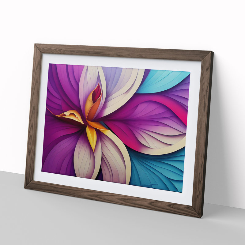 Otherworldly Flower Vol.1 Abstract 1 Piece Single Picture Frame Wall Art, 46cm H x 64cm W x 2cm D, Walnut