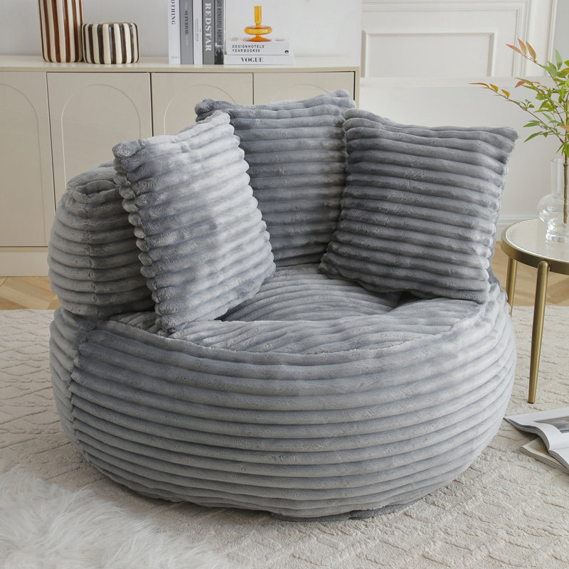 Grande chaise en velours côtelé avec bourre, Gris