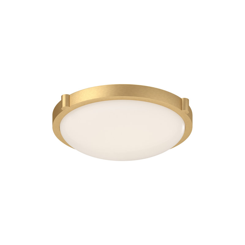Floyd 11'' Brushed Nickel & Brass LED Flush Mount with White Glass