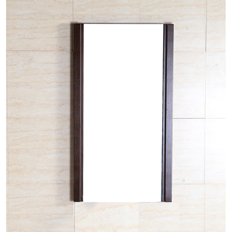 Dark Brown Rectangular Wood Frame Wall Mirror