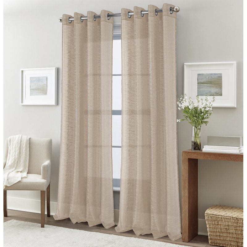 Panneau de rideau en lin Charay, L 54 po x L 84 po, Beige, 1