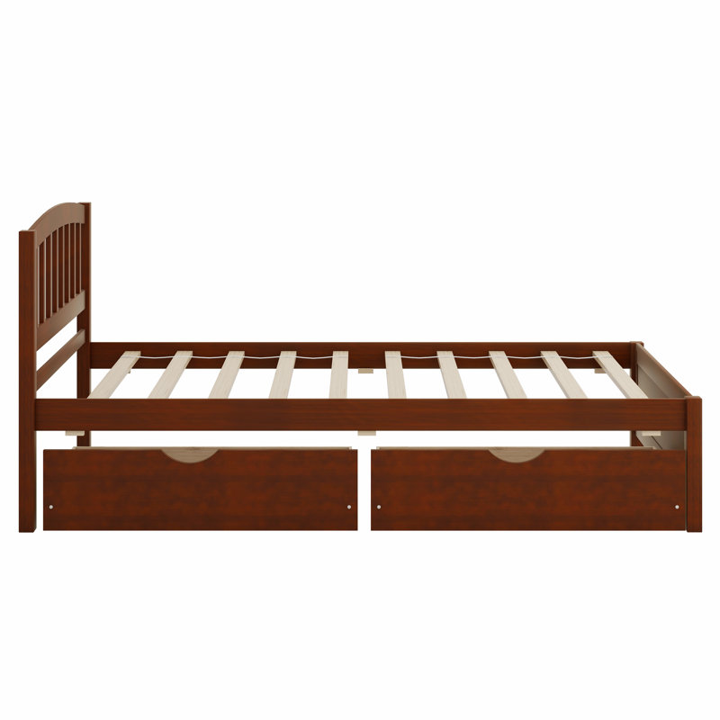 Lit plateforme avec rangement, Noyer