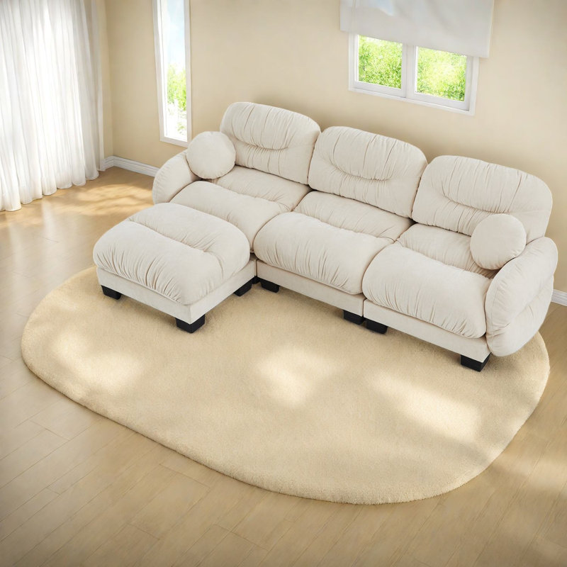 Canapés modulaires en chenille à compression, forme en L plissé moderne pour la maison