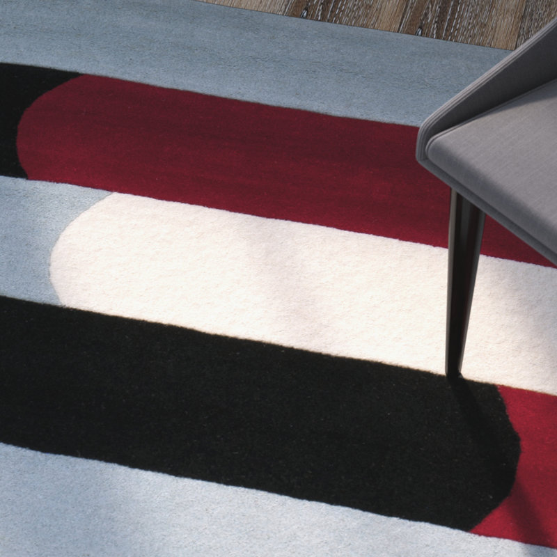 Candelo Hand Tufted Wool And Viscose Striped Rug, Square 6'