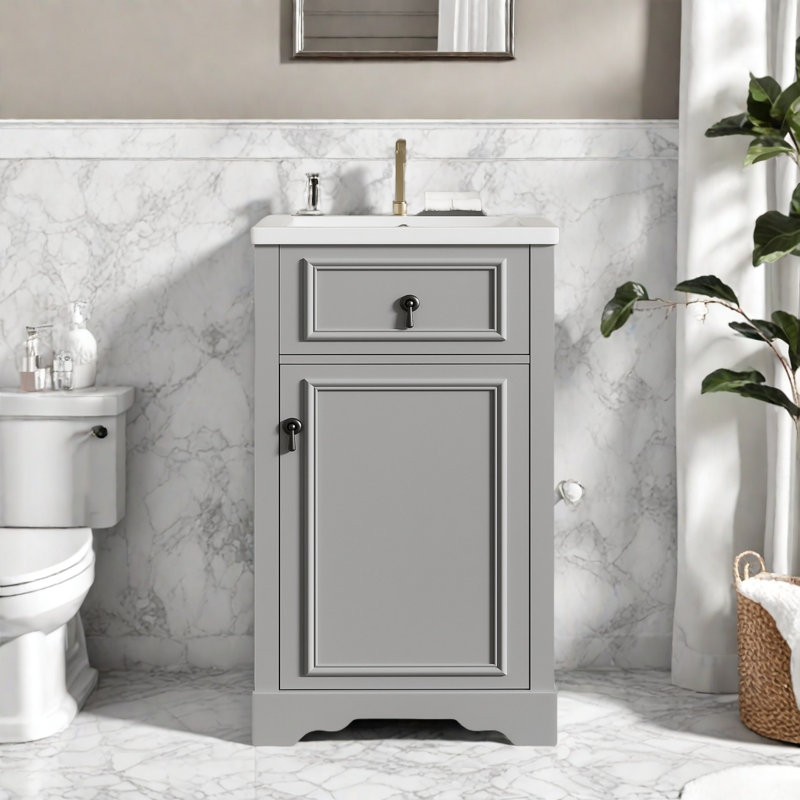 Meuble-lavabo 20 po avec comptoir en céramique, Gris