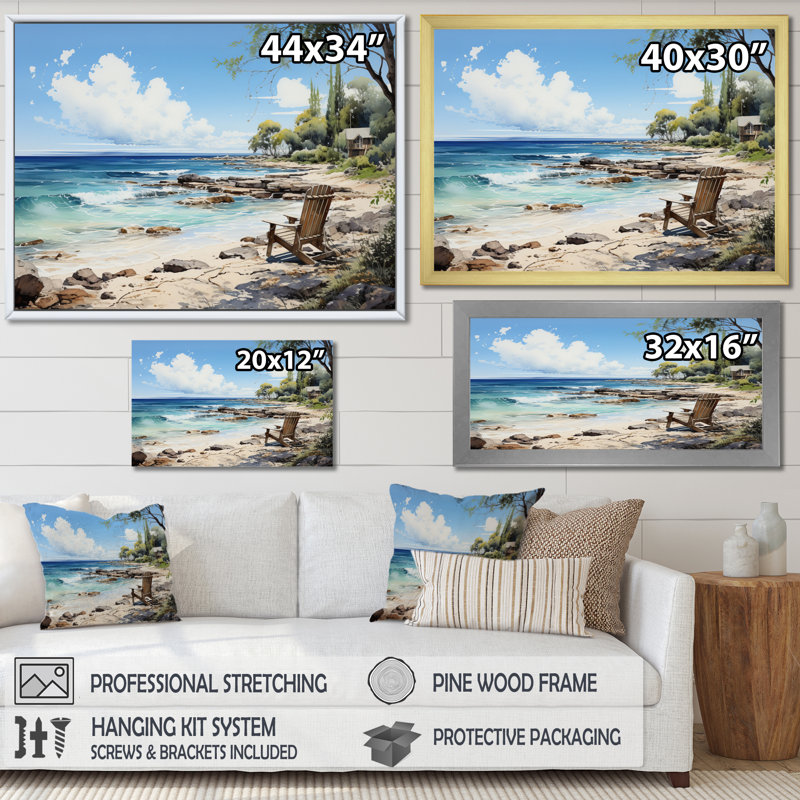 Seven Mile Beach IV - Imprimé, H 24 po x l 32 po x P 1 po, Cadre flottant noir