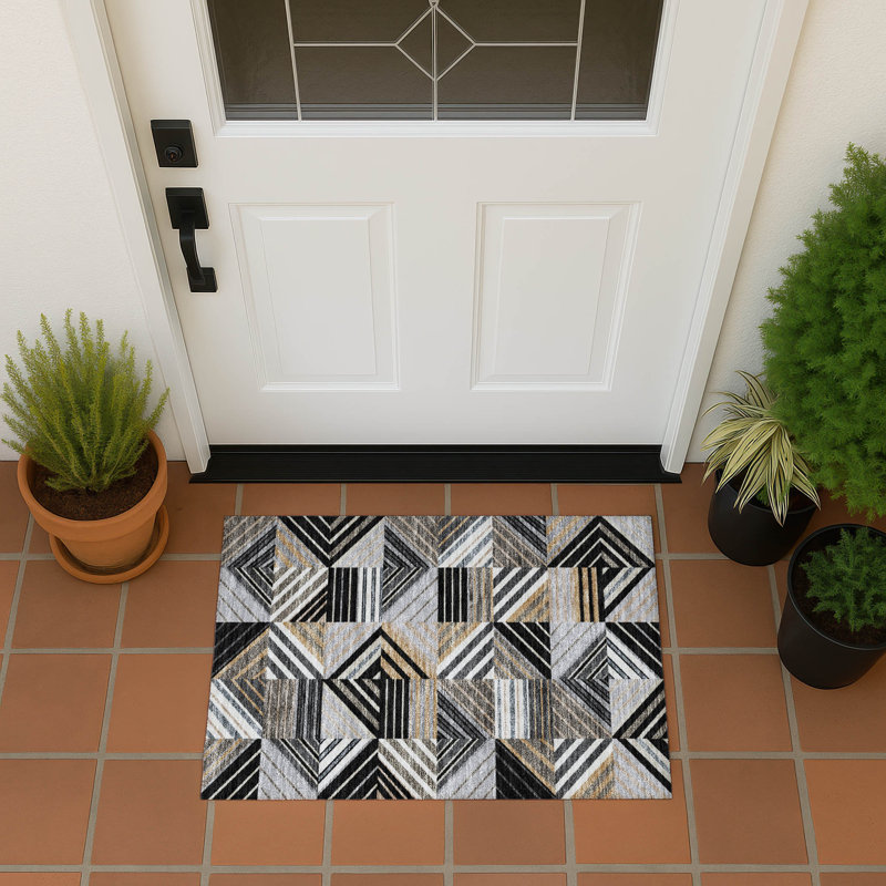 Machine Washable Indoor/Outdoor Lanphear ACN2399 Patchwork Rug, Rectangle 1'8" x 2'6"