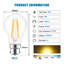 6-Pack 8W B22 LED Filament Bulbs