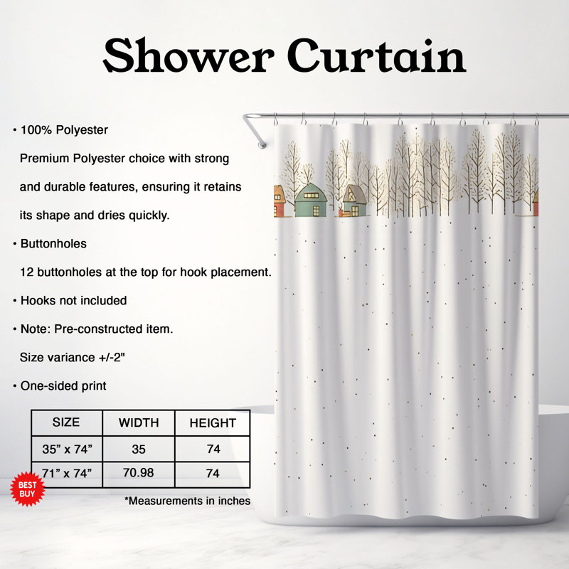 Rideau de douche Snug Snow - Premium, L 71 po x L 74 po