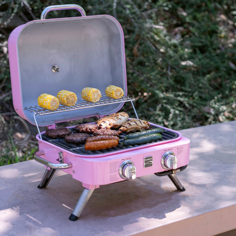 Barbecue au gaz de table rétro à 2 brûleurs Kenmore, Rose
