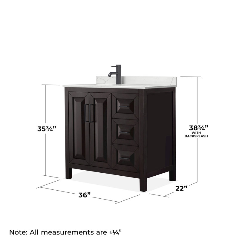 Daria 36'' W Vanity, Brown, Matte Black, Giotto Quartz