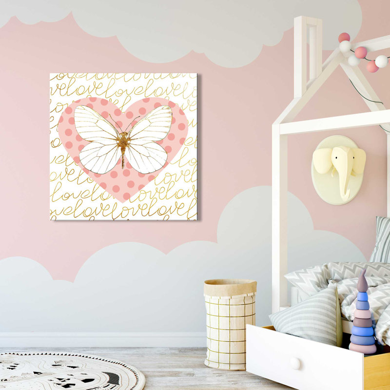 «Butterfly Love (Peach) (Square)» par Jodi - impression, Toile tendue, H 18" x l 18" x P 1"