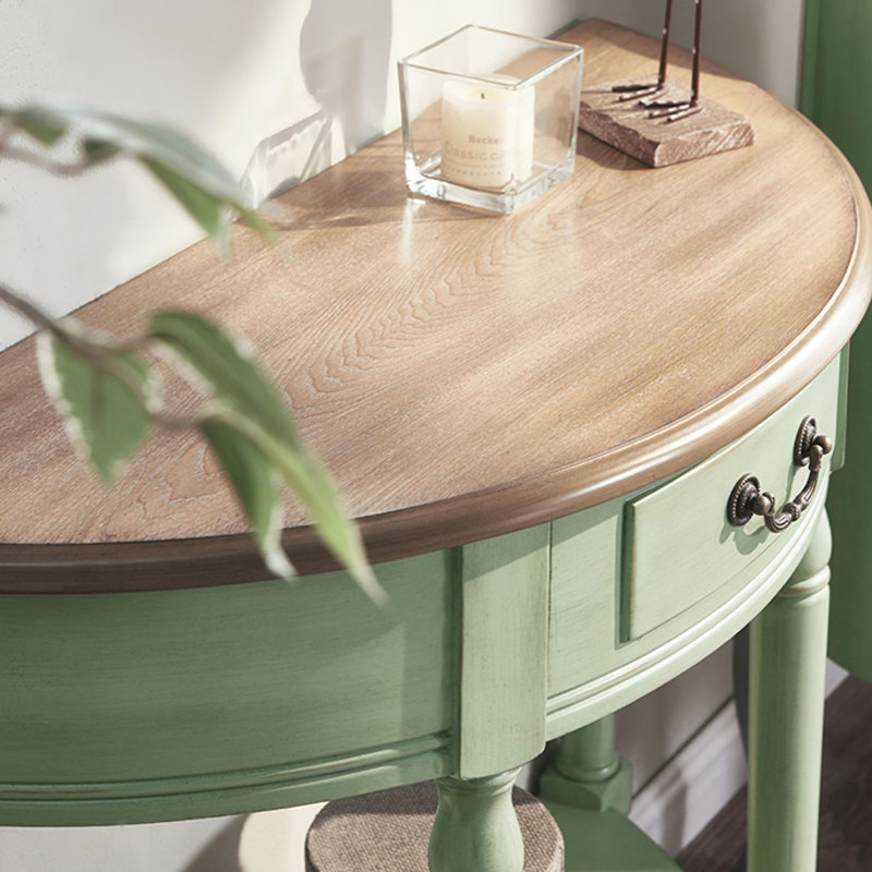 Console rétro en bois massif vert