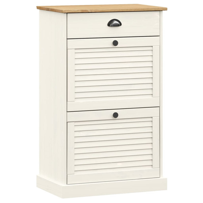 12 Pair Shoe Storage Cabinet, Brown/White