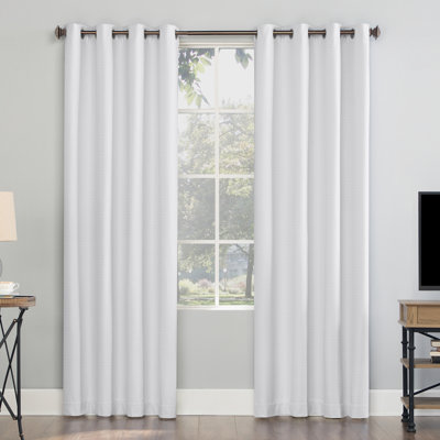 Sun Zero Array Woven Dobby Draft Shield Fleece Insulated 100% Blackout Grommet Curtain Panel