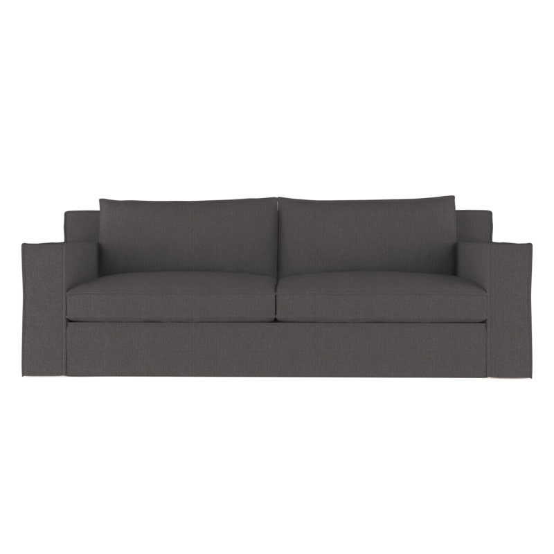 Mulberry Square Track-Arm Sofa with Flange Seam, Box Weave Linen Silver Streak, 33" H x 108" W x 45" D, Weathered