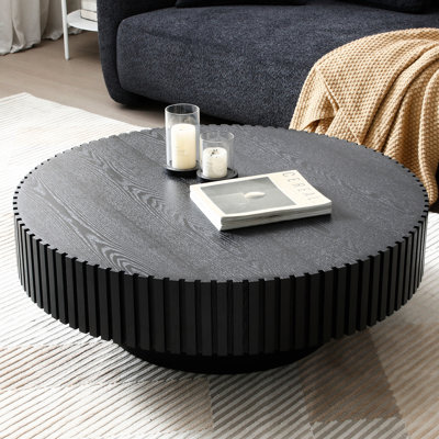 Table basse ronde 31,77 pouces noire moderne avec support pour salon 31,77 po Matt