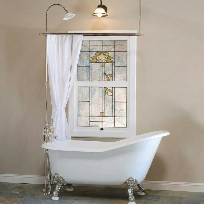 Système de douche thermostatique avec baignoire et douche, Nickel mat