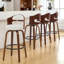 Tabourets de bar pivotants en bois courbé - Cuir PU idéal pour îlot de cuisine, bar personnel et espaces de travail-13208186-13208190