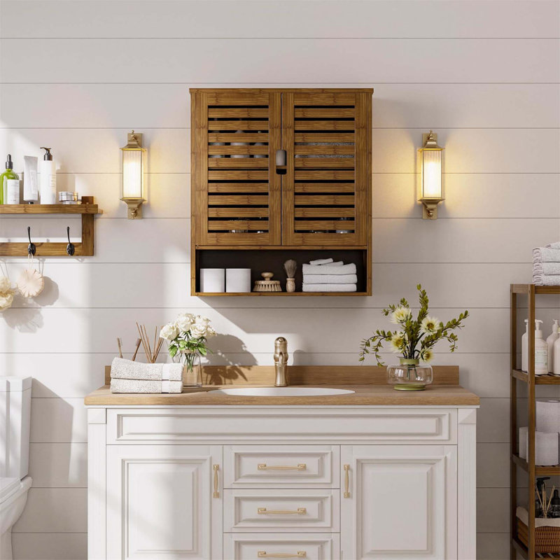 Aaleeyah Wall Mounted Required Bathroom Cabinet, Walnut