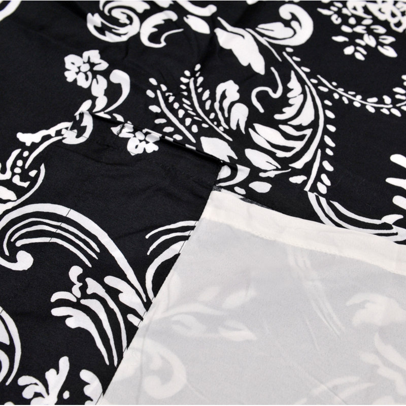 Floral Tailored Window Valance, Black
