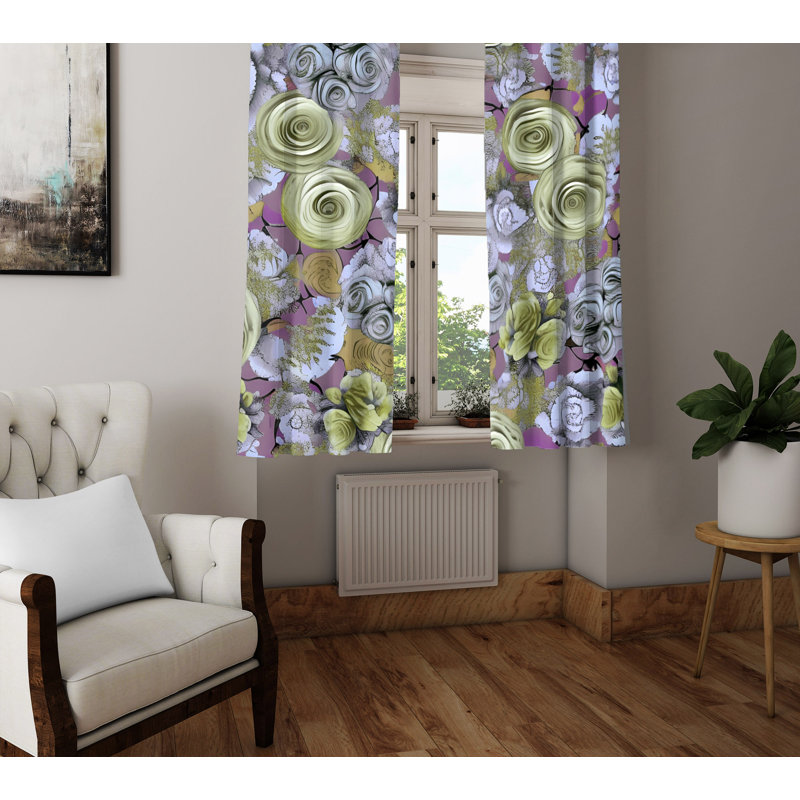 Paire de rideaux semi-transparents en polyester Deziray, L 20 po x L 52 po