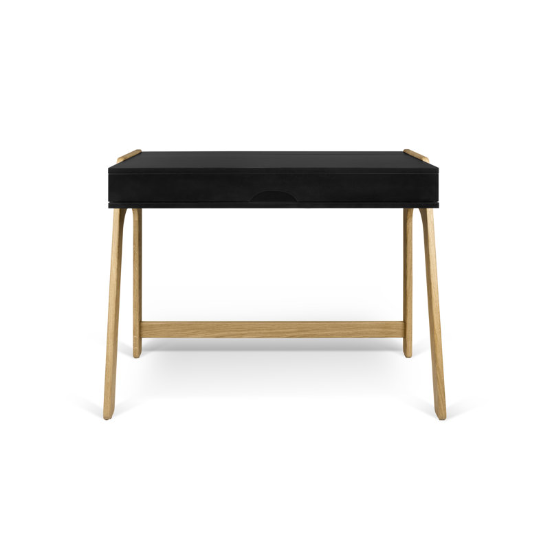 Solid Wood Base Writing Desk, Matte Black