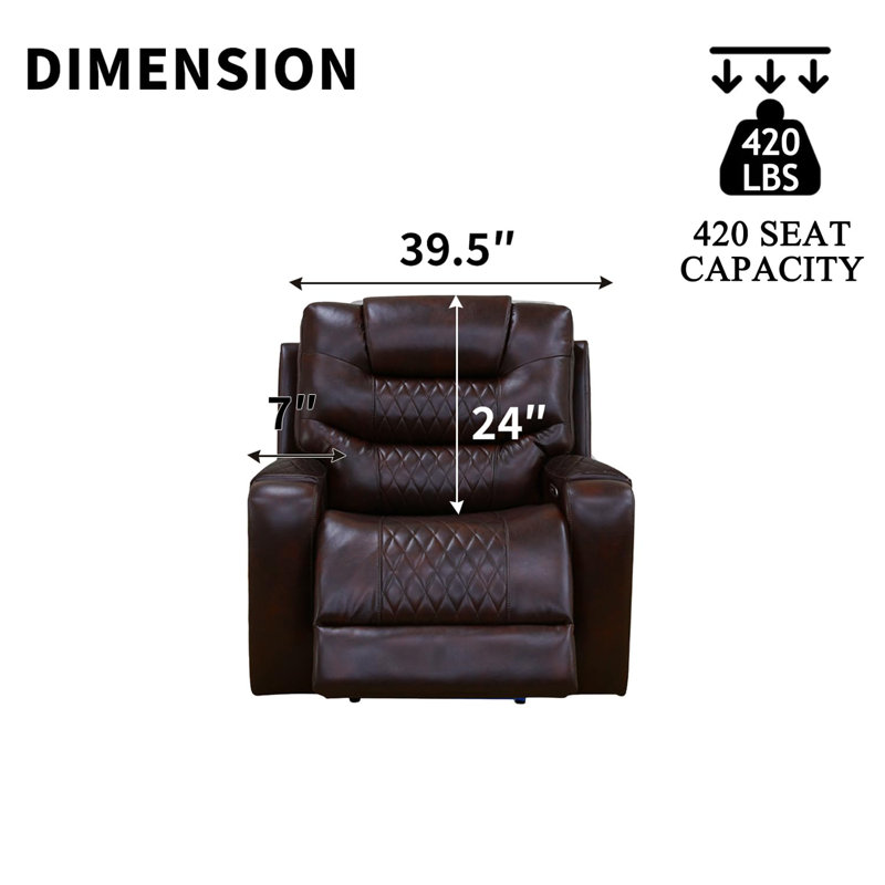Fauteuil inclinable en cuir brun foncé