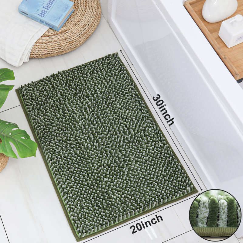 Chenille Non-Slip Bath Rug, 50.8cm W x 76.2cm L, Green