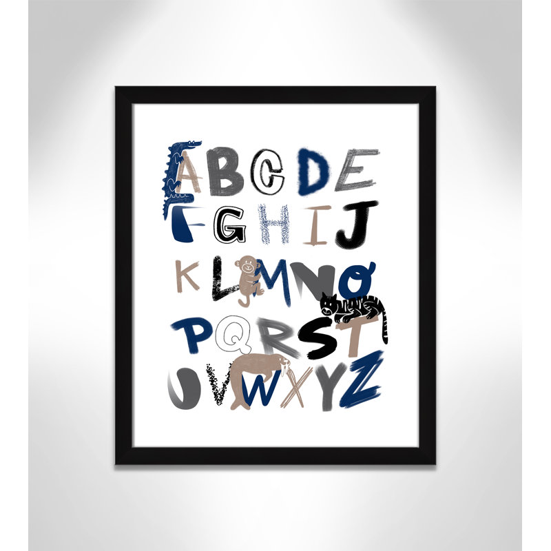 Critter Alphabet 1, impression sur papier, H 24,5 po x l 20,5 po x P 0,6 po, Encadré plat noir