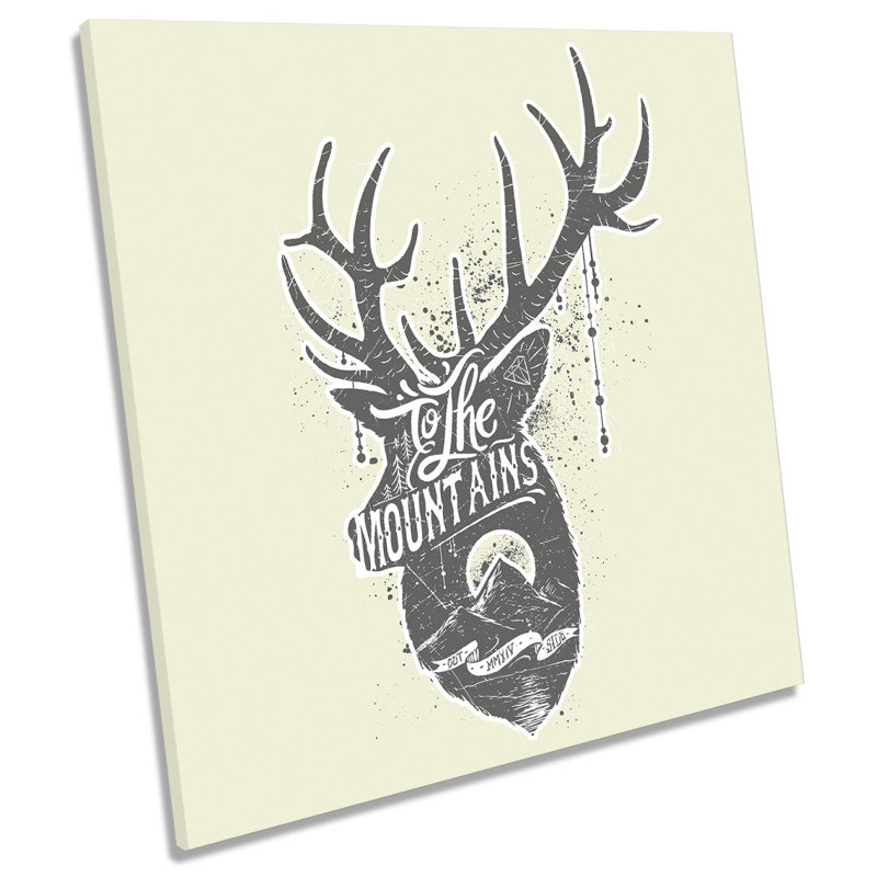 X9199 Stag Deer To The Mountains - Wrapped Canvas Print, 60cm H x 60cm W x 2cm D