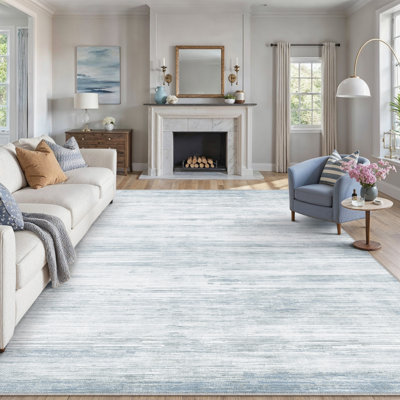  Tapis texturé abstrait bleu clair Luminae