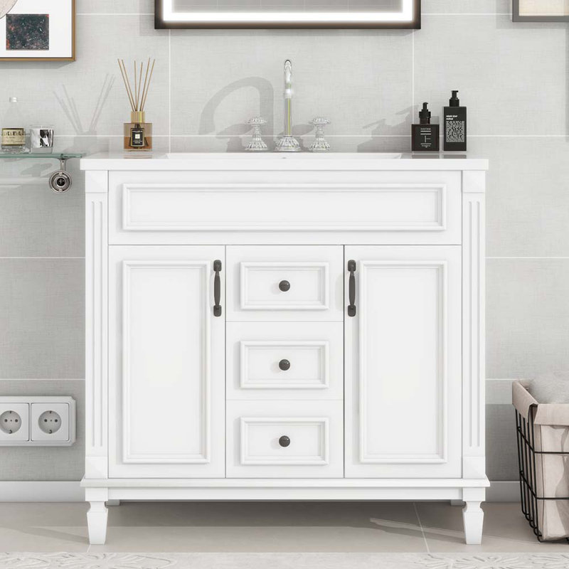 Meuble-lavabo simple avec plateau Clasina 35,9, Blanc