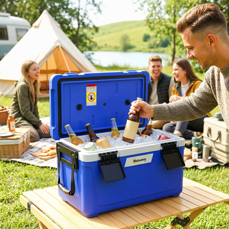Outsunny 42.6L Ice Chest, Dark Blue/Black