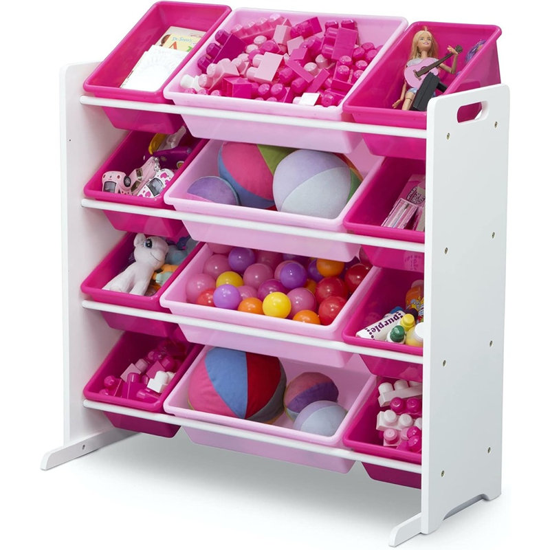 Organisateur de rangement 12 bacs - Certifié GREENGUARD, bacs en plastique blanc / coloré