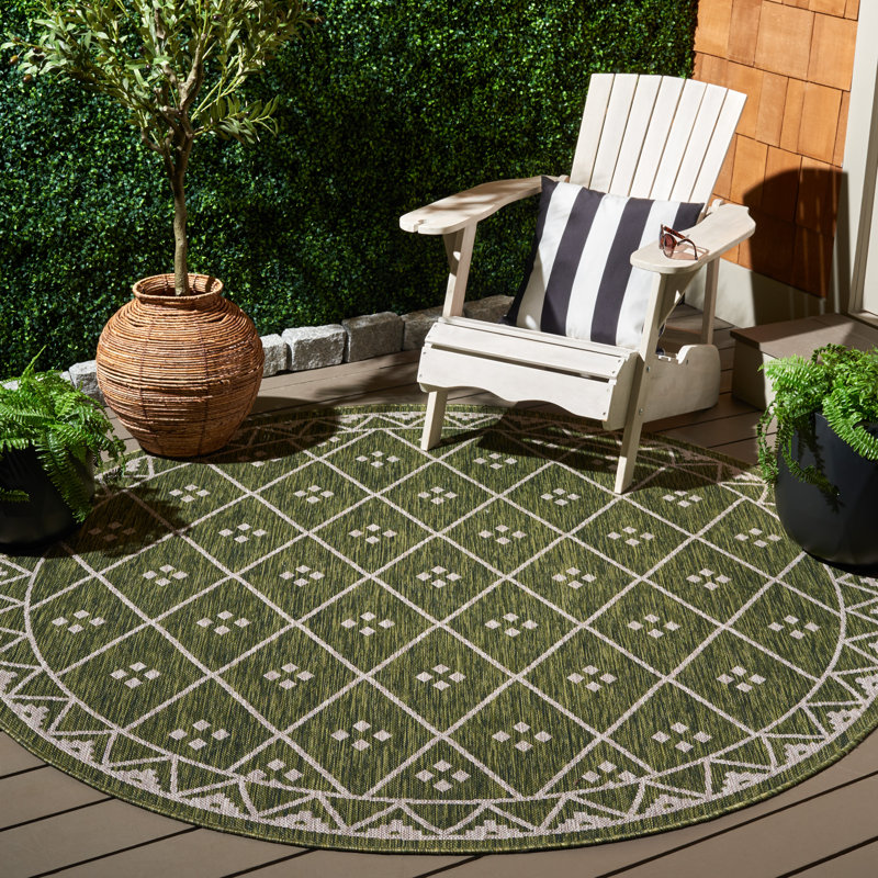 Altheta Performance Geometric Indoor/Outdoor Area Rug, Round 6'7"