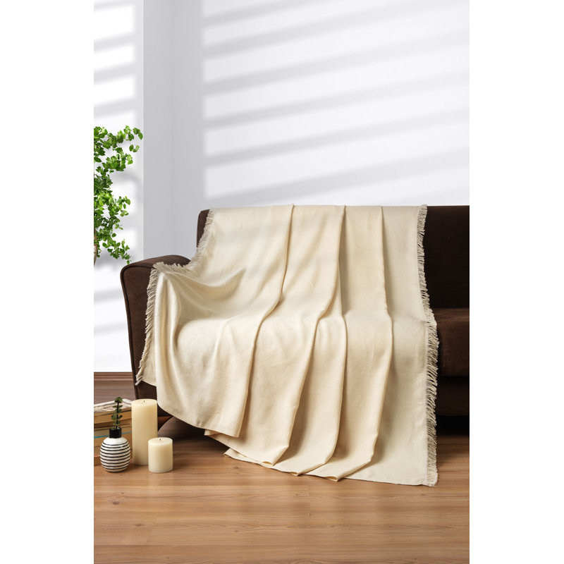 Jeté en coton Haika, Crème