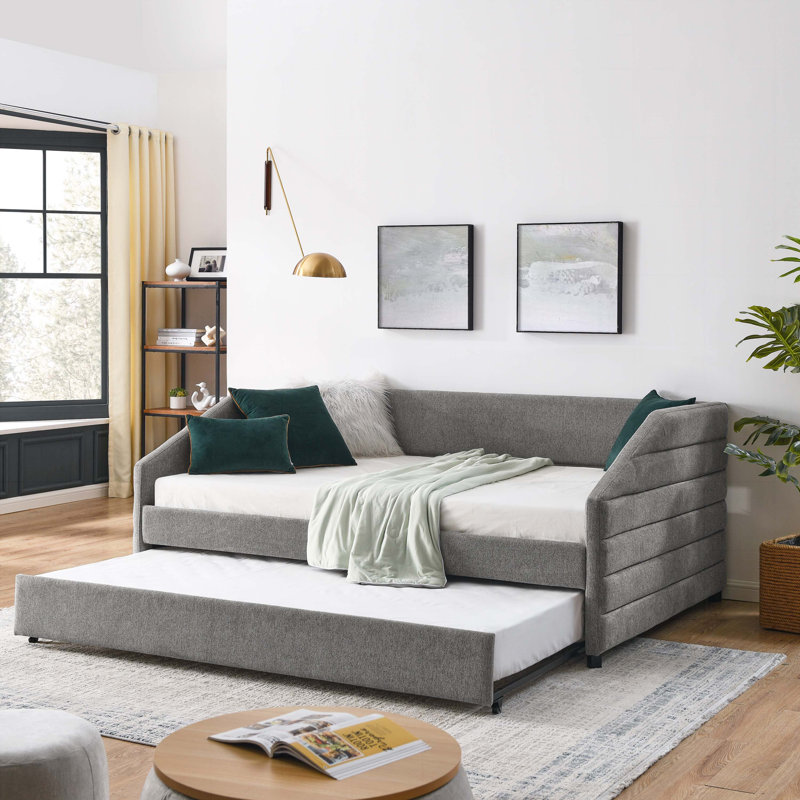 Marchese Linen Upholstered Daybed, Gray, Full / Double