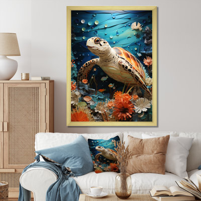 " Turtle Coastal Creatures Pointillism "