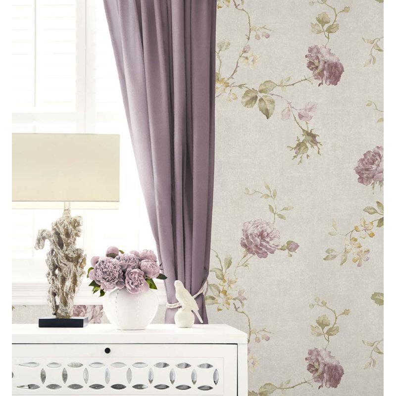 Rouleau de papier peint L 33 pi x l 20,5 po Emette, Crème métallique / raisin