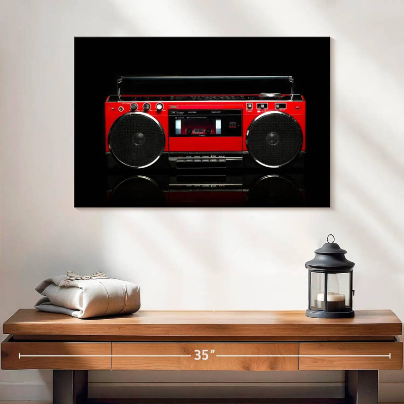 Abarca Retro Red Boom Box, 16" H x 24" W