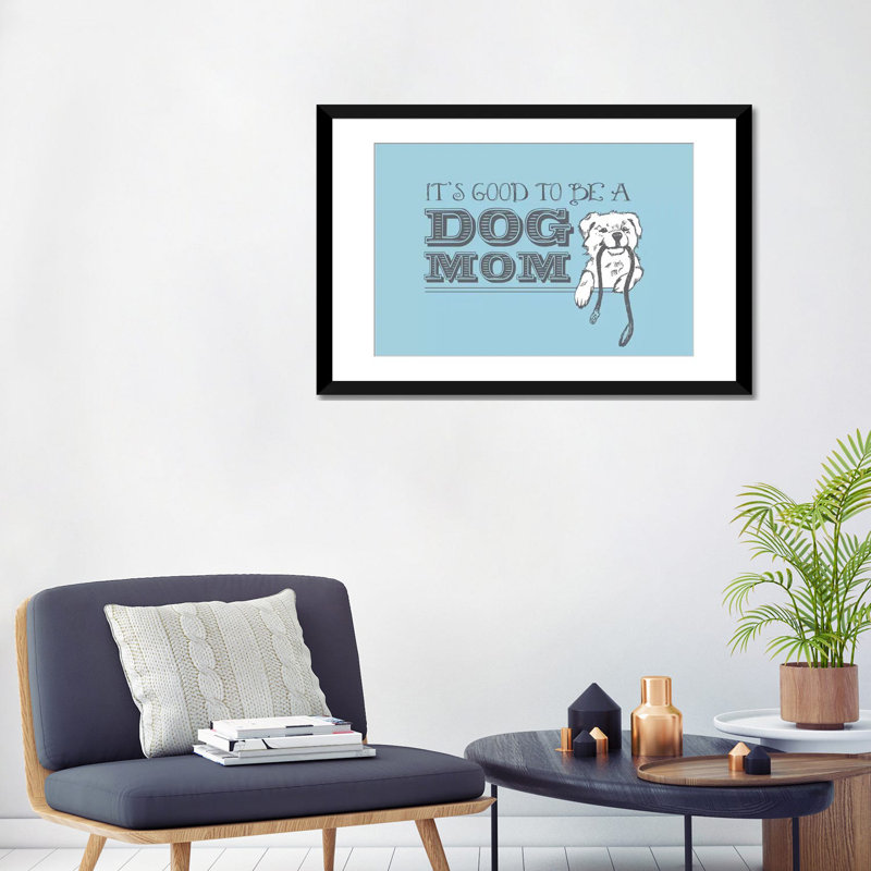 « dog maman greeting card », impression sur toile, H 24 po x l 32 po x P 1 po, Papier d'art encadré noir, Blanc