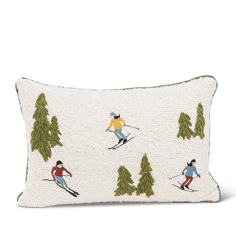 Coussin décoratif Abbott, Carré 18 po, Ivoire / multicolore hiver