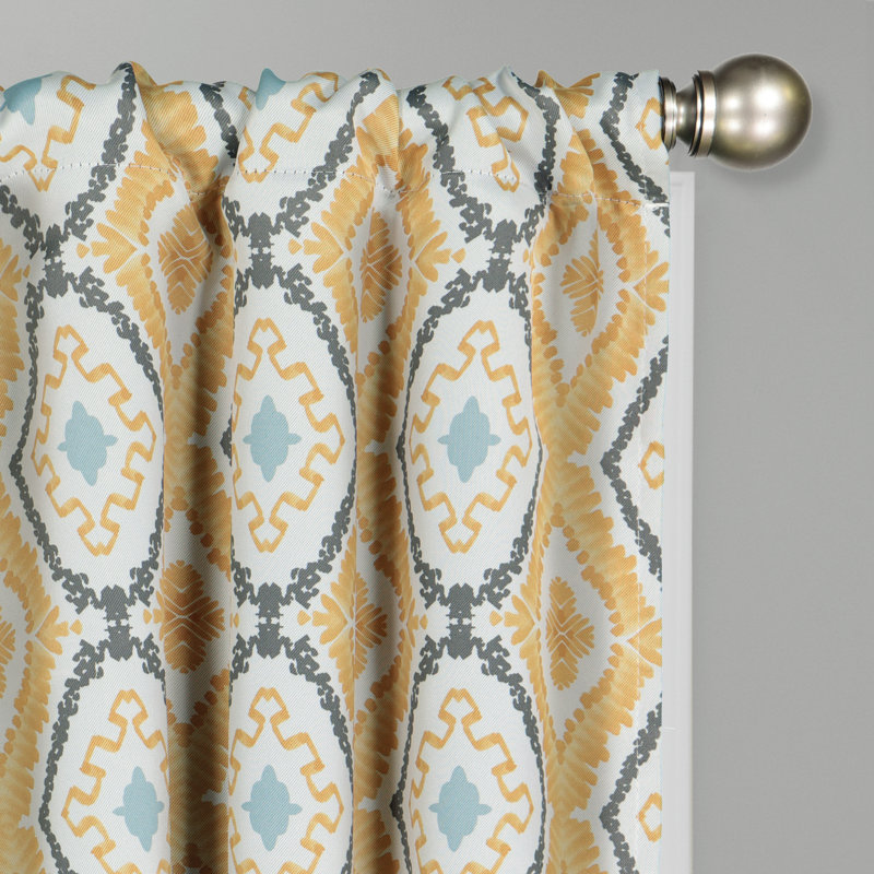 Gold Bohemian Ikat Blackout Polyester Rod Pocket Curtains