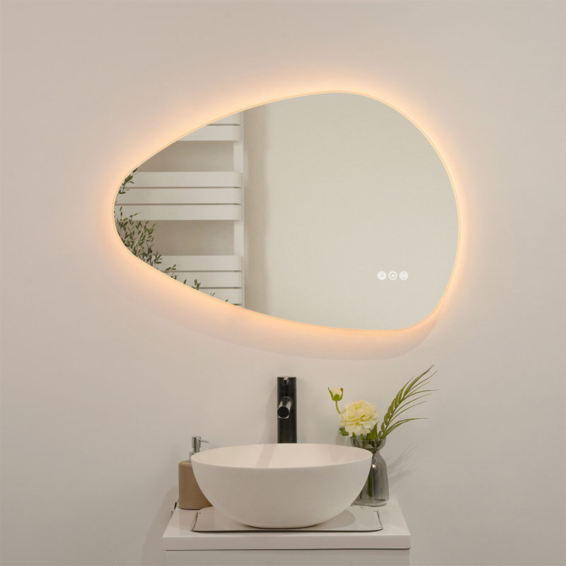 32 po x 22 po Miroir de salle de bain novateur à DEL sans cadre